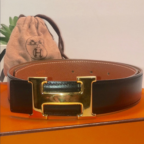 Hermes Other - Authentic Hermes Gold “H”Buckle Leather Black Belt